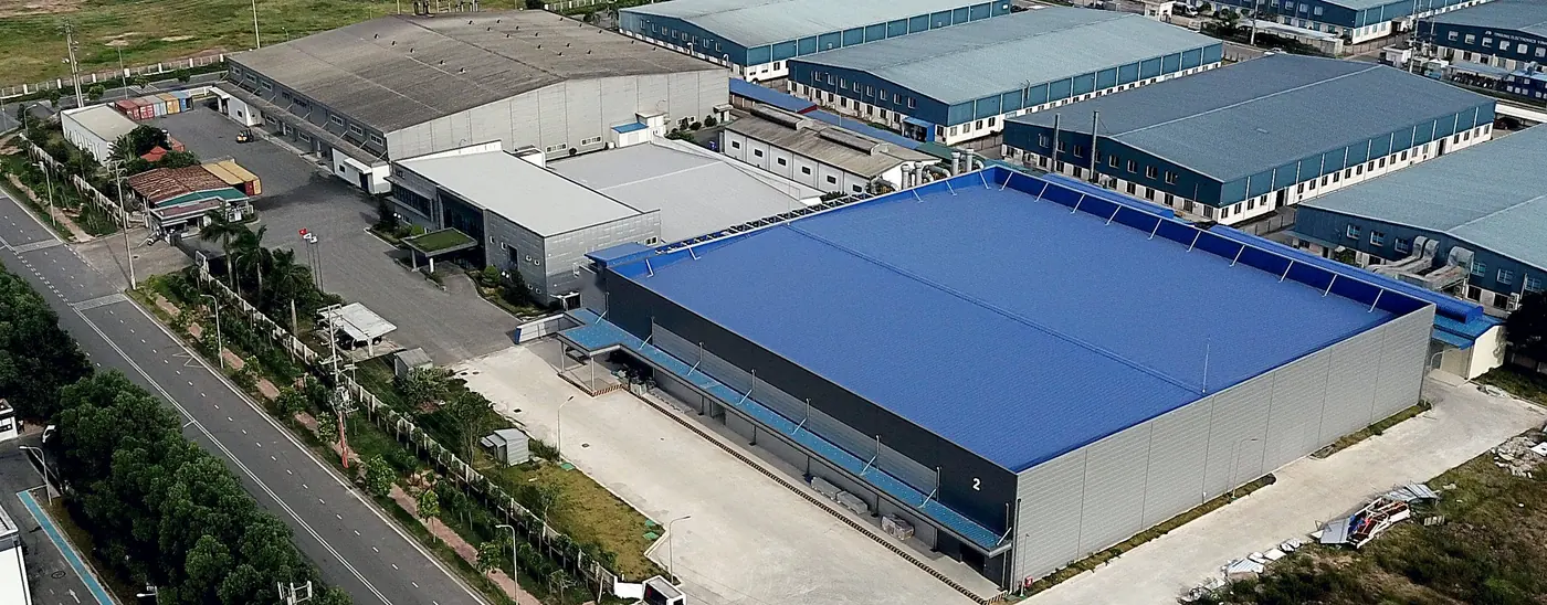 Aerial photo of a factory in a northern Vietnam industrial park